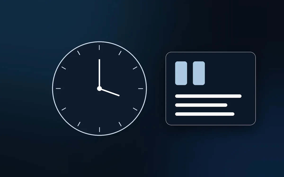 Calm illustration of a clock and a pause symbol representing time limits and breaks